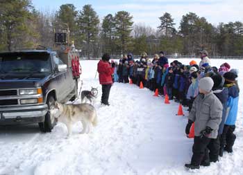 Atii Sled Dogs at a school program in 2005.